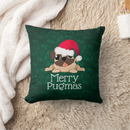 Almofada de Arremesso Pug de Natal 16" x 16"