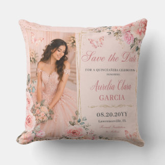 Almofada de Arremesso Rosa Rubor para Quinceañera