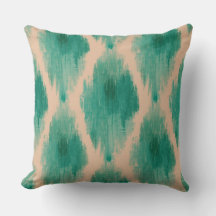 Almofada de Arremesso Teal & Clay Ikat Moderna | B