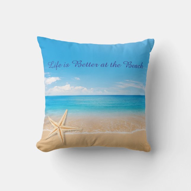 Almofada de Arremesso Vida é Melhor na Praia, Pess (Frente)
