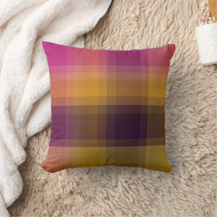 Almofada de Arremesso Xadrez Roxo Amarelo Rosa