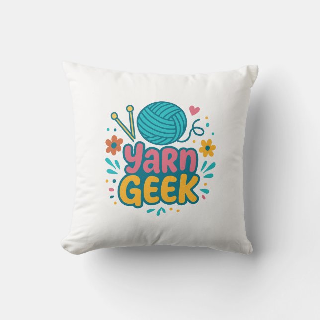Almofada de Arremesso Yarn Geek Knitting (Frente)