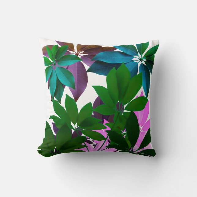 Almofada de Arte de Folhas Verdes (Frente)