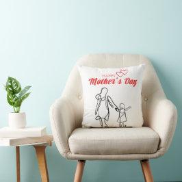 Almofada de Arte Linear do Dia das Mães – Amor ent