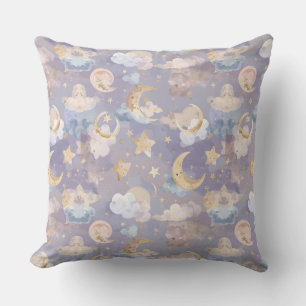 Almofada de Berçário Celestial em Aquarela Luas