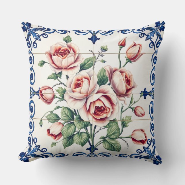 almofada de buquê de rosa clássica (Frente)