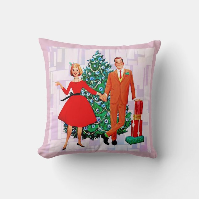 ALMOFADA DE CASAL DE NATAL RETRÔ DOS ANOS 50 (Frente)