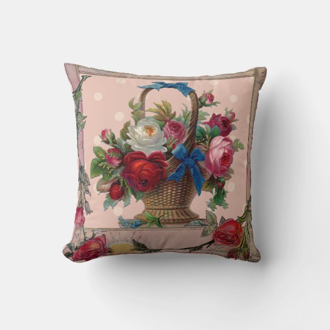 Almofada de Cesto de Flores Vitoriano Ornamentado (Frente)