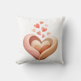 Almofada de Coração Aninhado Coral Rosa Decoração 