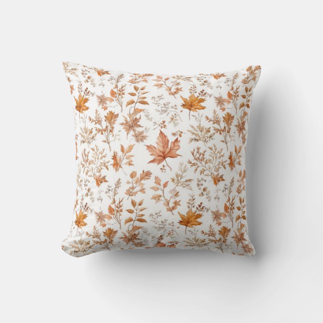Almofada de Decoração com Folhas de Outono Rústico (Frente)