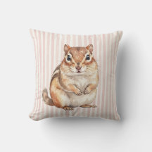 Almofada de decoração de casa com esquilo em aquar