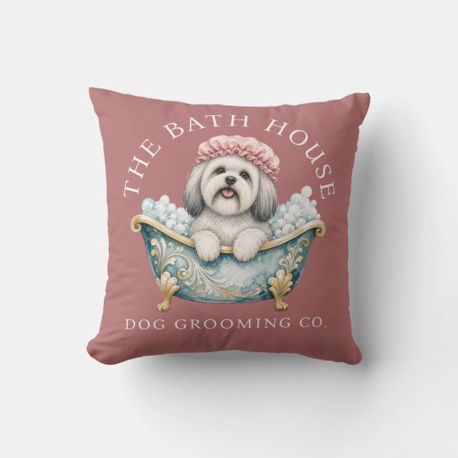 Almofada de Embelezamento para Cão Lhasa Apso Rosa (Frente)