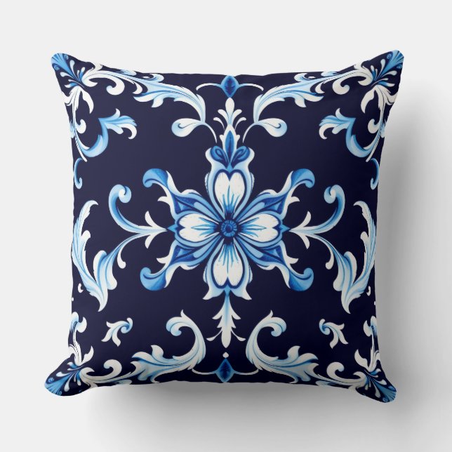 almofada de flor de azul (Frente)
