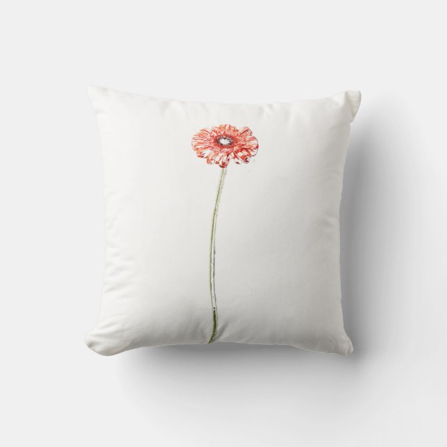 Almofada de Flor de Gerbera Crisântemo Vermelho Pá (Frente)