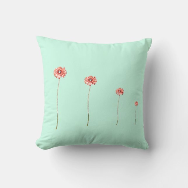 Almofada de Flor de Gerbera Crisântemo Vermelho Pá (Frente)