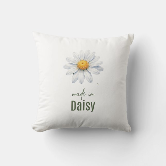 Almofada de flor de nascimento de abril Daisy Aqua (Frente)