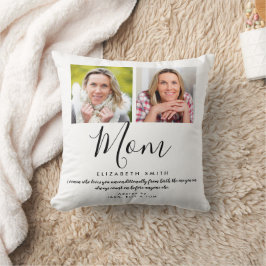 Almofada de Foto com Citação de Mãe em Letra Elega