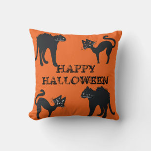 Almofada de Gatos Pretos Feliz Halloween