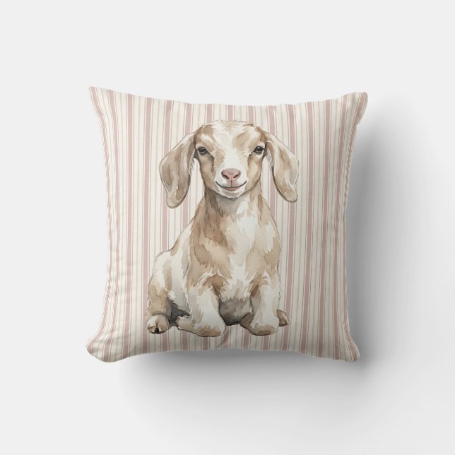 Almofada de impressão de cabrito bebé em aquarela (Frente)