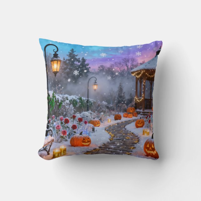 Almofada de Jardim de Halloween de Inverno (Frente)