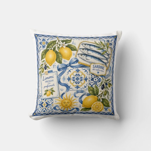 Almofada de Lançar com Azulejo de Sardinha com Li (Frente)