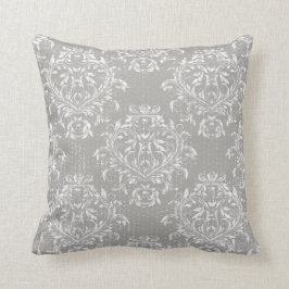 Almofada de Lançar Damask Envelhecida - Cinza