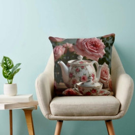 Almofada de Lançar de Chá de Rosa de Couve Rosa