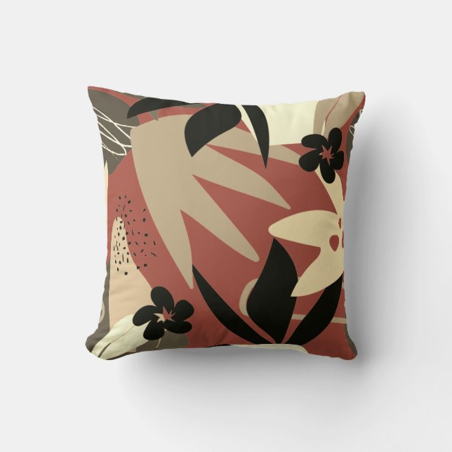 Almofada de lançamento abstrata tropical artística (Frente)