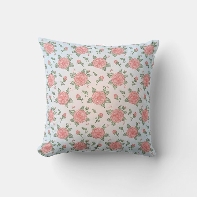 Almofada de lançamento Camélia Floral Toranja (Frente)