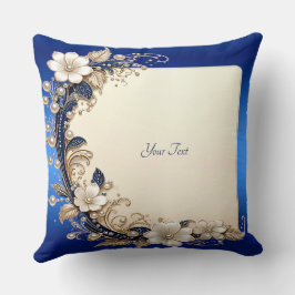 Almofada de lançamento com enfeite floral azul bra