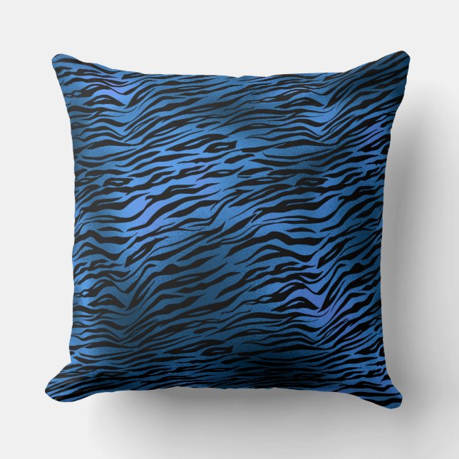 Almofada de lançamento com estampa de tigre azul (Frente)