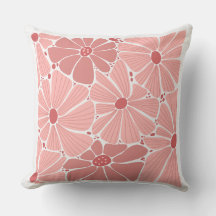 Almofada de lançamento com padrão floral rosa cora