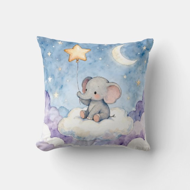 Almofada de lançamento de aquarela de elefante son (Frente)
