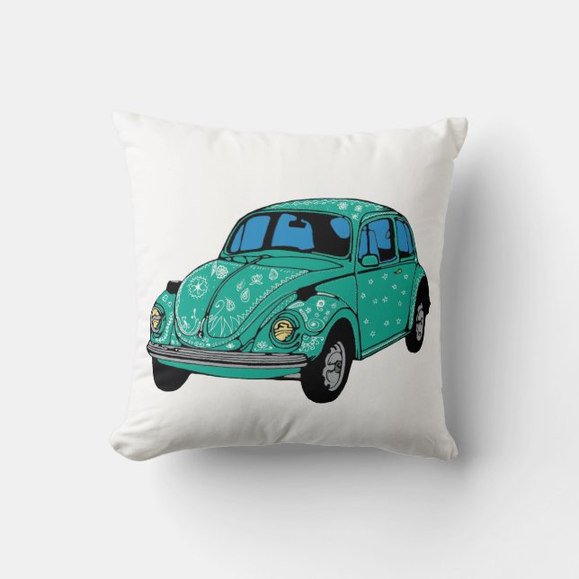 Almofada de lançamento de carro hippie azul (Frente)