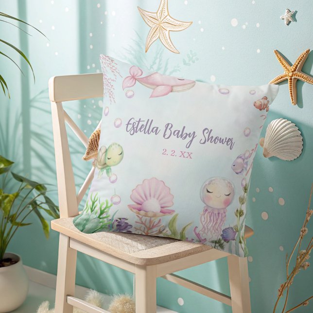 Almofada de lançamento de chá de bebê sob o mar (Criador carregado)