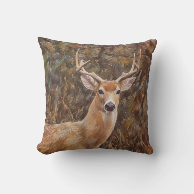 Almofada de lançamento de chifres de arte de veado (Frente)