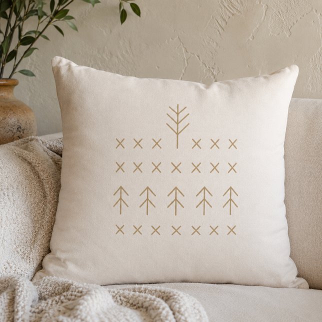 Almofada de lançamento de fios nórdicos dourados (Soft ivory arrowwork brings Scandinavian cabin character to relaxed interiors)
