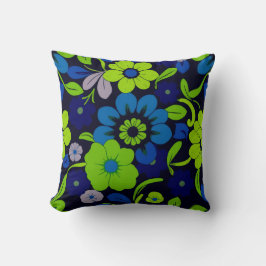 Almofada de lançamento de flor azul e verde