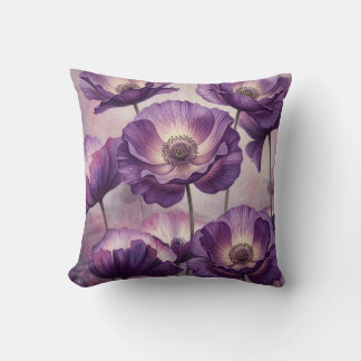 almofada de lançamento de flor de papoula roxa aqu