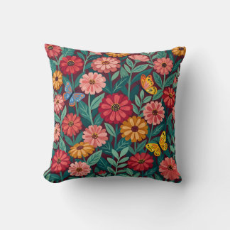 Almofada de lançamento de flores abstratas Zínias