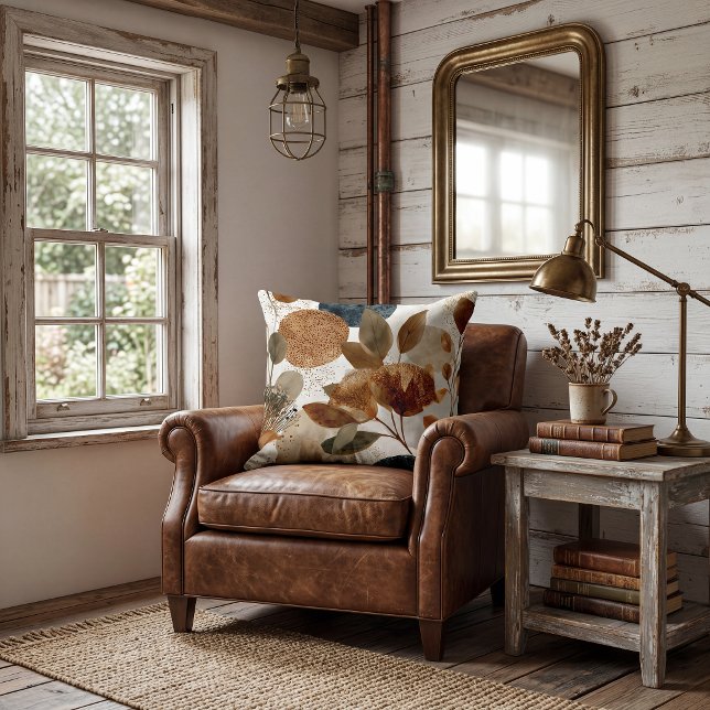 Almofada de lançamento de folhas rústicas decorati (Criador carregado)