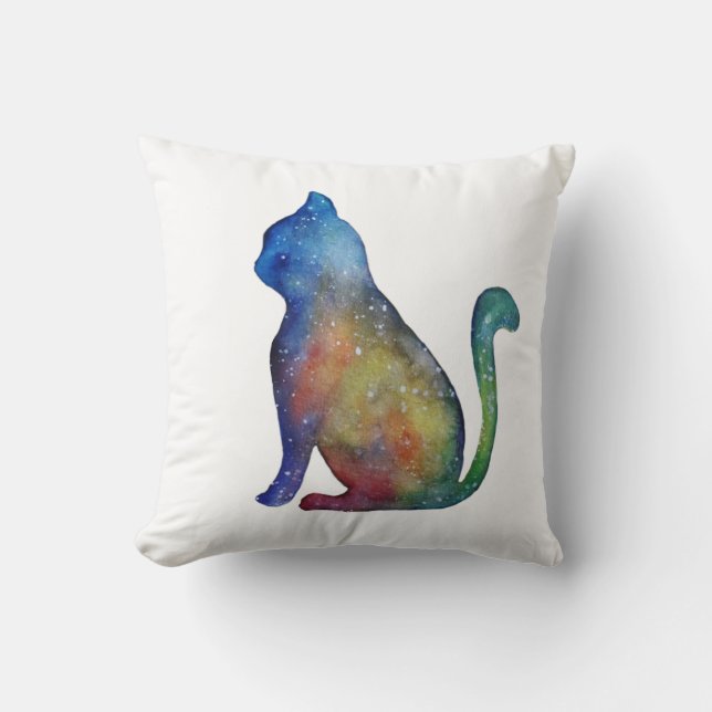 Almofada de lançamento de gato aquarela (Frente)