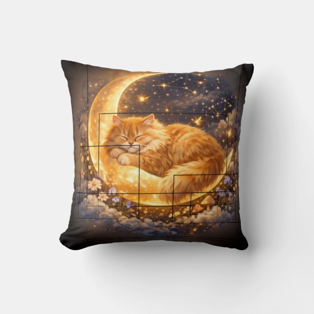 Almofada de lançamento de gato da lua sonhadora  (Frente)
