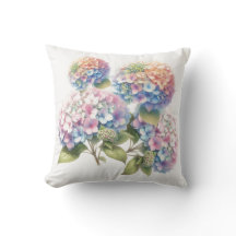Almofada de lançamento de hortênsias em aquarela p