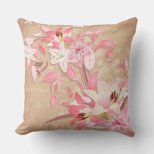 Almofada de lançamento de ilustração floral de Lil (Frente)