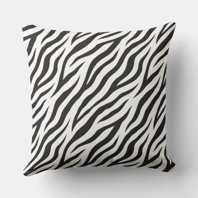almofada de lançamento de listras de zebra preto e (Verso)