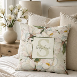 Almofada de lançamento de monograma floral de Magn