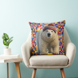 Almofada de lançamento de mosaico de urso polar e
