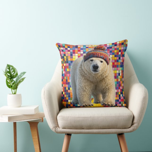 Almofada de lançamento de mosaico de urso polar e  (Cadeira)