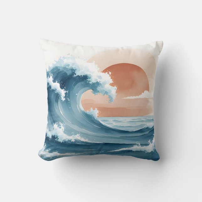 Almofada de lançamento de onda do oceano em aquare (Frente)